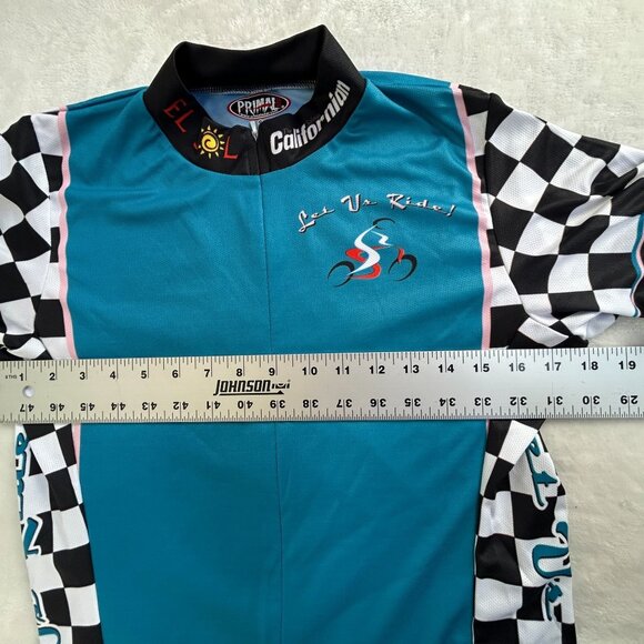 Primal Wear Cycling Jersey Let Us Ride! California Checkered Mens Small Blue - Picture 8 of 9